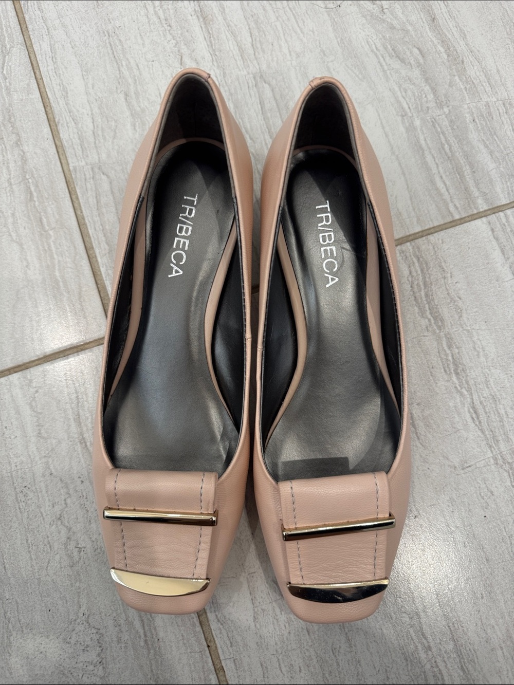 Kitten Heel Square toed shoes in light pink color